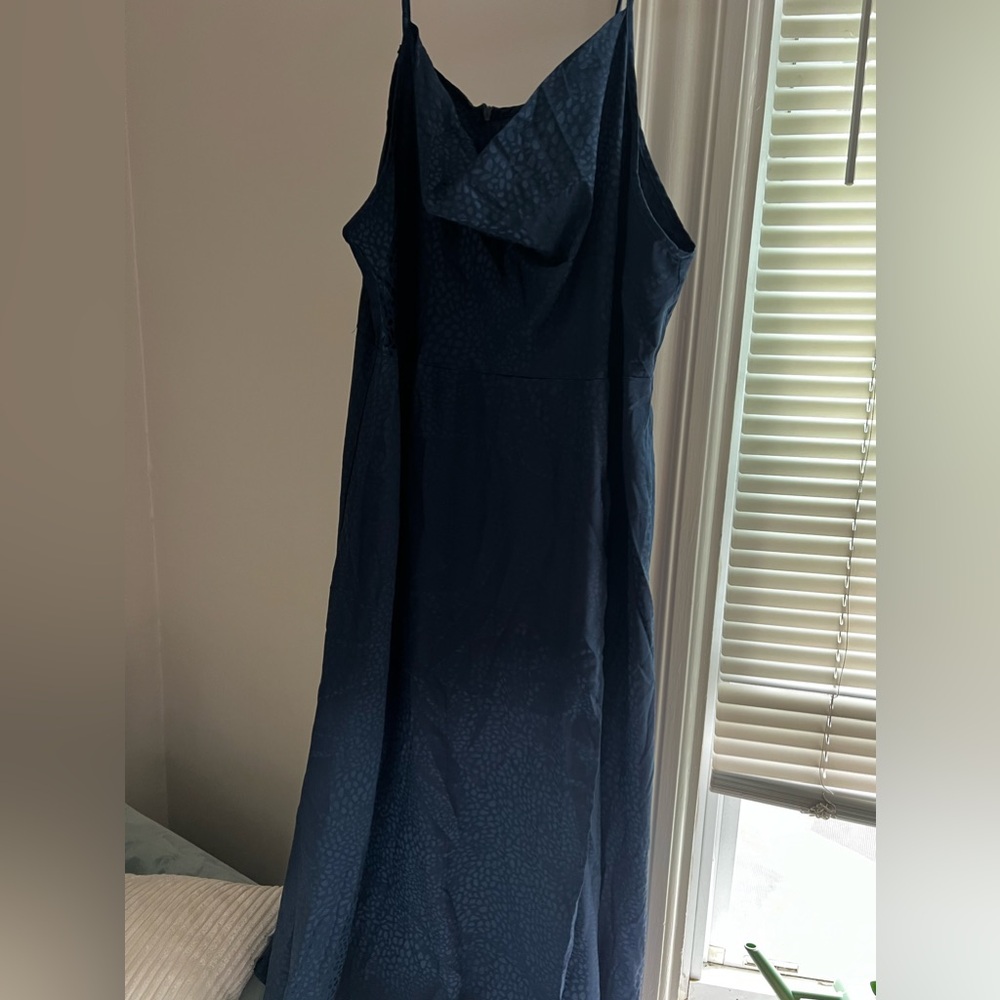 Navy satin dress